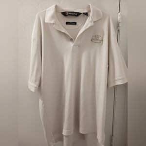 Divot Men's Golf shirt. Super soft Peruvian pima cotton. Embroidered logo Ivory